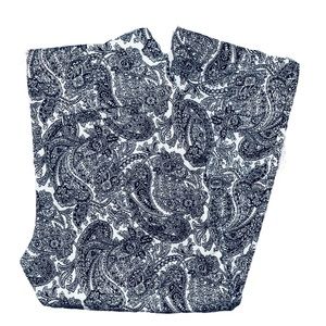 Talbots Navy and White Paisley Capri Pants NWOT Size 4p